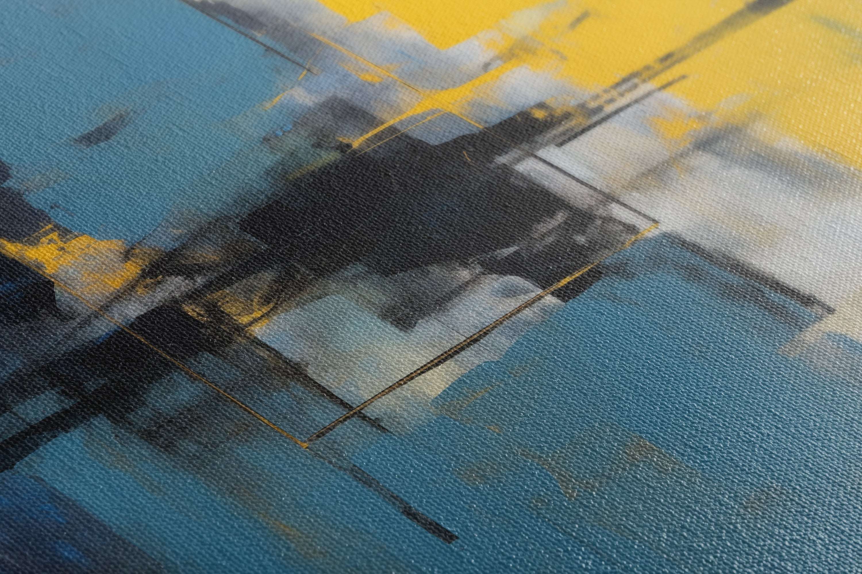 Dynamic Yellow and Blue Abstract - Canvas Print - Artoholica Ready to Hang Canvas Print