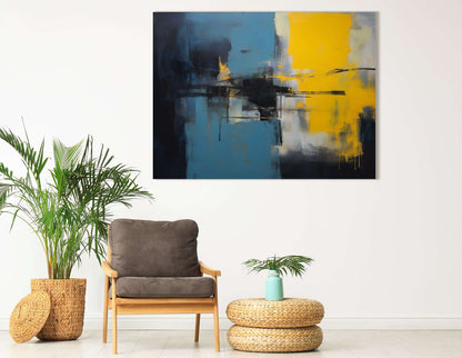 Dynamic Yellow and Blue Abstract - Canvas Print - Artoholica Ready to Hang Canvas Print