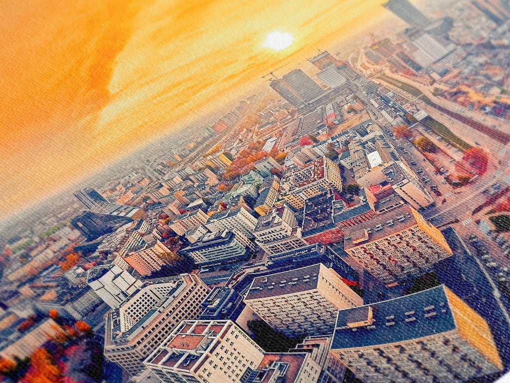 Warsaw Cityscape Canvas Print Warsaw Skyline Modern Wall Art Sunset Panorama of Warsaw Print Mennica Legacy Tower Large Poliand City Decor