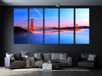 Modern fog-kissed bridge painting highlighting the panoramic San Francisco bay at twilight, transformed into an eye-catching wall art piece for architectural-inspired artwork displays.