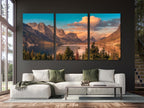 Glacier National Park Canvas Print – Majestic Mountain Landscape Wall Art for Living Room or Dining Room Decor