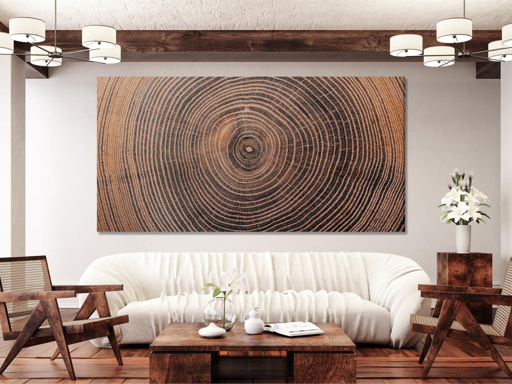 Tree Ring Wall Art – Large Farmhouse Wall Decor Rustic Art Earthy Prints Wood Interior Wall Art for Living Room Decor Cozy Bedroom Art Print