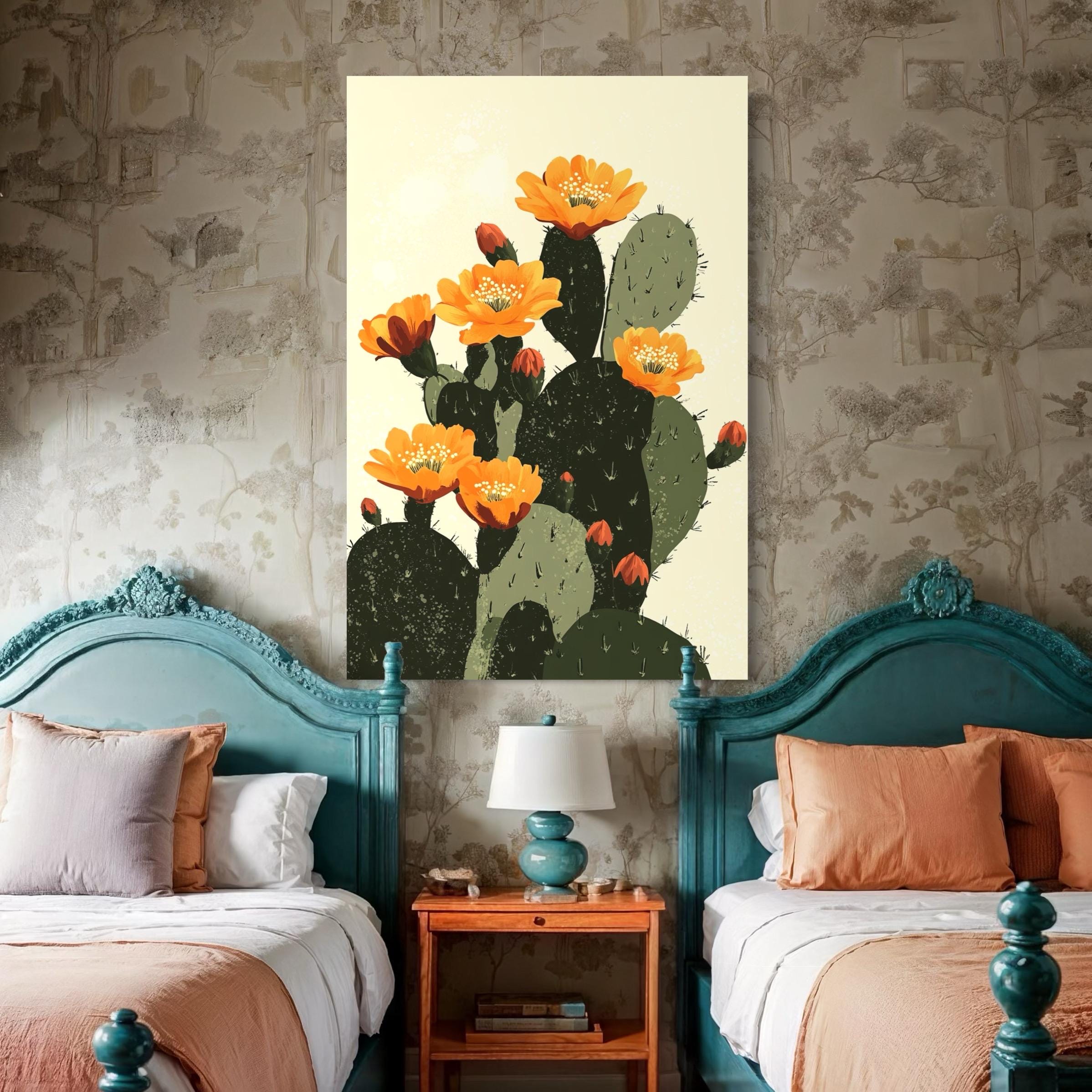 Vintage Prickly Pear Cactus Print - The Sonoran Desert Wall Art, Retro Botanical Cacti Poster, Arizona Nature Art for Cabin & Cottage Decor