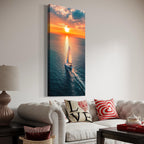 Sailboat Wall Art - Ocean Sunset Canvas Print, Nautical Wall Art, Sailing Prints, Sailboat Sunrise Artwork, Seascape Sailboat Art, Yacht Art