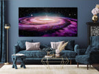 Impression sur toile de la Voie Lactée, grande œuvre murale spatiale, décor de nébuleuse cosmique violette, ciel nocturne étoilé, scène de galaxie dans l’univers