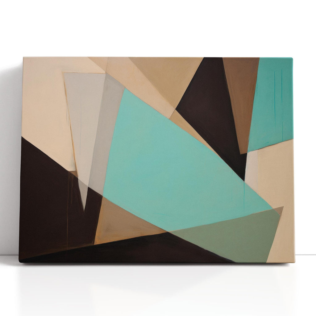 Geometric Canvas Wall Art, Abstract Triptych Painting, Minimalist Home Decor, Extra Large Canvas Print, Teal Beige Black Artwork, Gift Idea