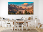 Glacier National Park Canvas Print – Majestic Mountain Landscape Wall Art for Living Room or Dining Room Decor
