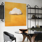 Yellow Cloud Wall Art Cloud Canvas Art Vibrant Yellow Abstract Canvas Print Minimalist Wall Accent Yellow Artwork for Modern Office Wall Art