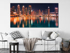 Dubai Skyline Wall Art Night Cityscape Canvas Print Dubai City Lights Wall Decor Modern Urban Artwork Triptych Canvas Living Room Art
