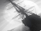 Art mural nautique noir et blanc - Impression sur toile d'un navire à voile vintage - Œuvre d'art pirate vintage - Décor inspiré par les marins - Grande impression d'art maritime