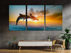 Dolphin Canvas Art - Ocean Sunset Wall Art, Dolphin Wall Art, Dolphin Canvas Print, Dolphin in the Ocean Art Print, Dolphin Fine Art Print