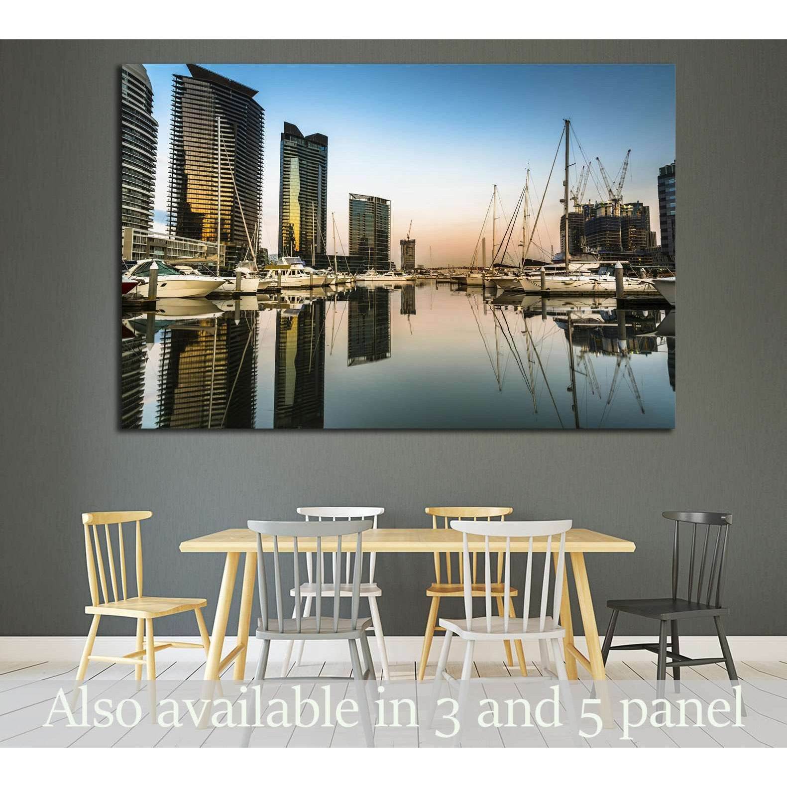 early morning sunrise reflections Melbourne docklands marina №1732 Ready to Hang Canvas PrintCanvas art arrives ready to hang, with hanging accessories included and no additional framing required. Every canvas print is hand-crafted, made on-demand at our