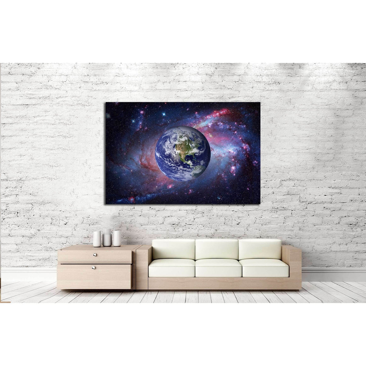 Earth and galaxy on background. Elements of this image furnished by NASA №2427 Ready to Hang Canvas PrintCanvas art arrives ready to hang, with hanging accessories included and no additional framing required. Every canvas print is hand-crafted, made on-de