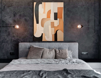 Earth Toned Cubist Abstract - Canvas Print - Artoholica Ready to Hang Canvas Print