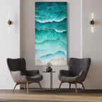 Ocean Wave Wall Art - Coastal Beach Canvas, Abstract Sea Foam Print, Abstract Seaside Decor, Large Turquoise Water Painting, Coastal Artwork