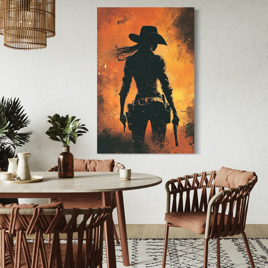 Cowgirl Wall Art - Western Wall Decor, Wild West Artwork, Large Western Themed Canvas Print, Rustic Cowgirl Canvas Art, Rodeo Art Gift