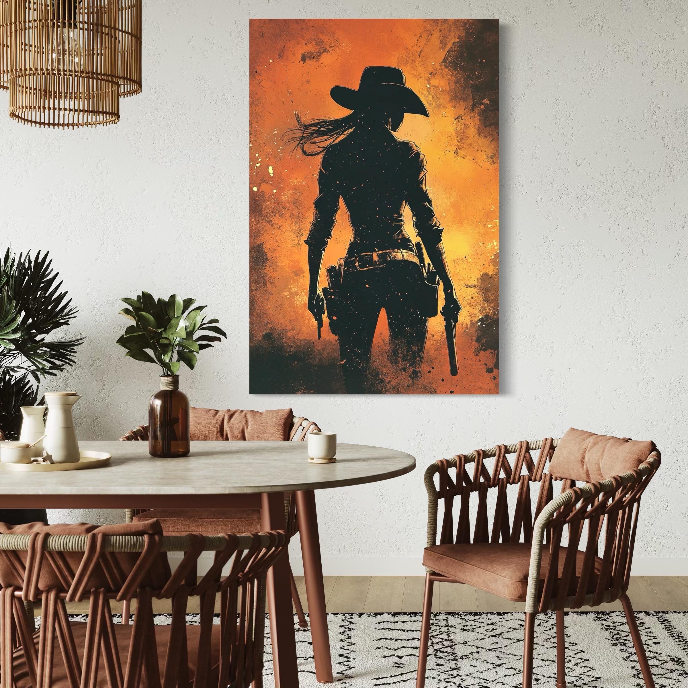 Cowgirl Wall Art - Western Wall Decor, Wild West Artwork, Large Western Themed Canvas Print, Rustic Cowgirl Canvas Art, Rodeo Art Gift