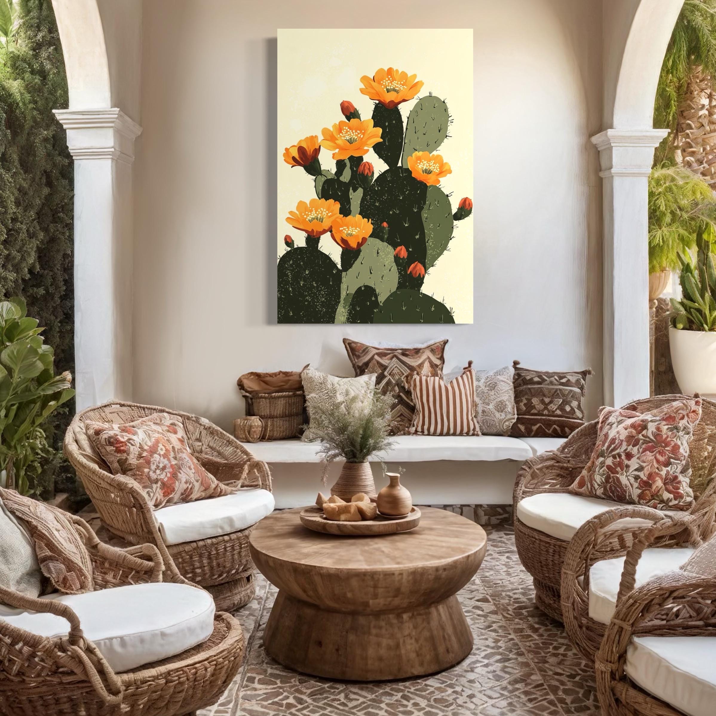 Vintage Prickly Pear Cactus Print - The Sonoran Desert Wall Art, Retro Botanical Cacti Poster, Arizona Nature Art for Cabin & Cottage Decor