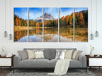 Italian Dolomites Print Autumn Landscape Wall Art Large Mountain Canvas Art Lake Canvas Print Nature Living Room Art Print Office Wall Decor
