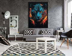 Electrifying Blue and Orange Panther - Canvas Print - Artoholica Ready to Hang Canvas Print