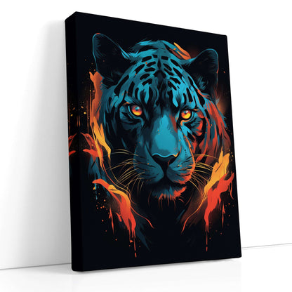 Electrifying Blue and Orange Panther - Canvas Print - Artoholica Ready to Hang Canvas Print