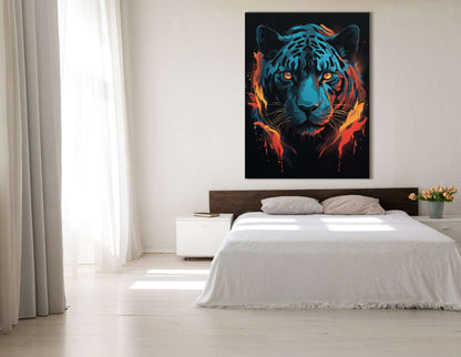 Electrifying Blue and Orange Panther - Canvas Print - Artoholica Ready to Hang Canvas Print