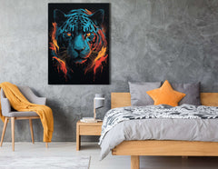 Electrifying Blue and Orange Panther - Canvas Print - Artoholica Ready to Hang Canvas Print
