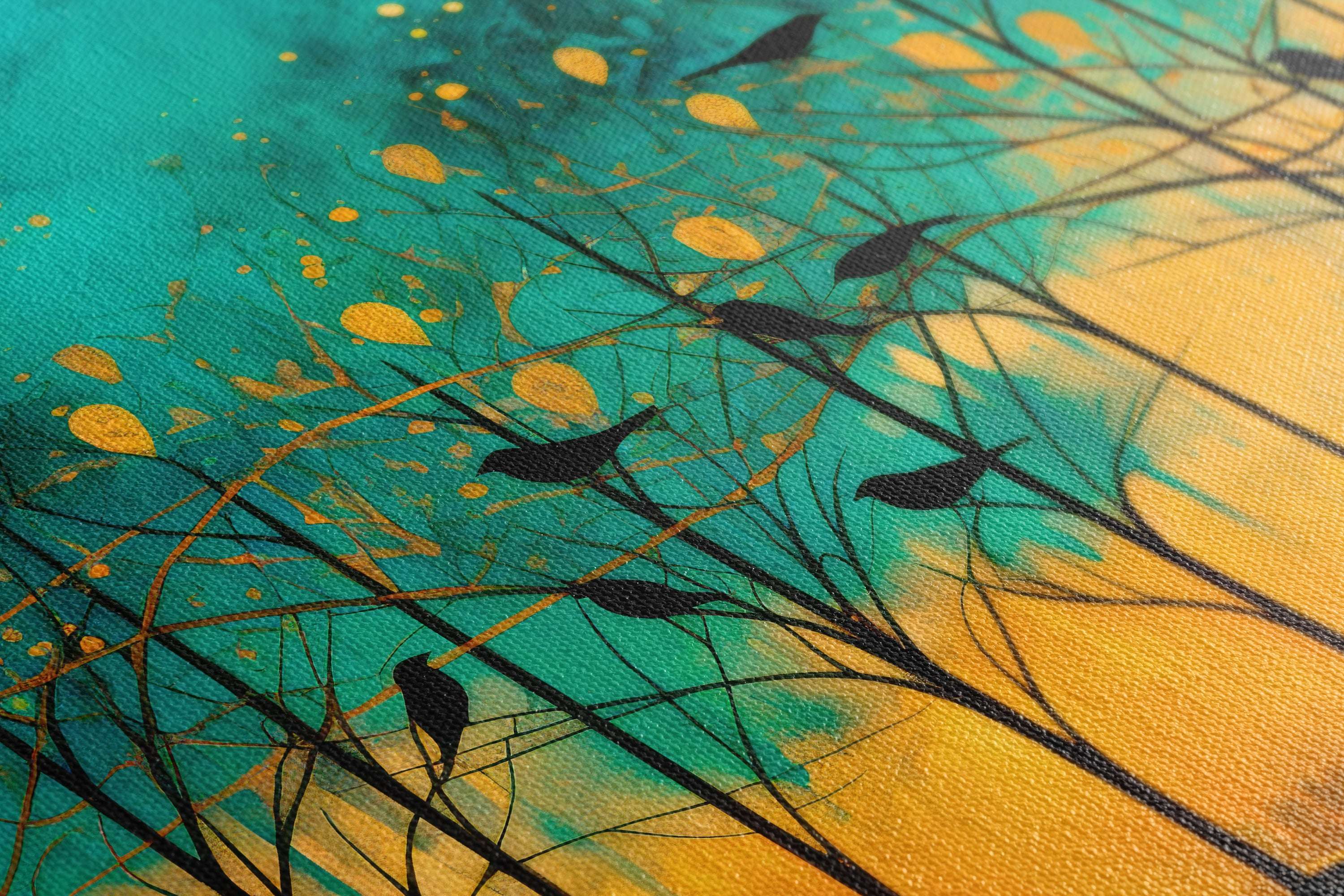 Elegant Bird Silhouettes Perched on Trees - Canvas Print - Artoholica Ready to Hang Canvas Print