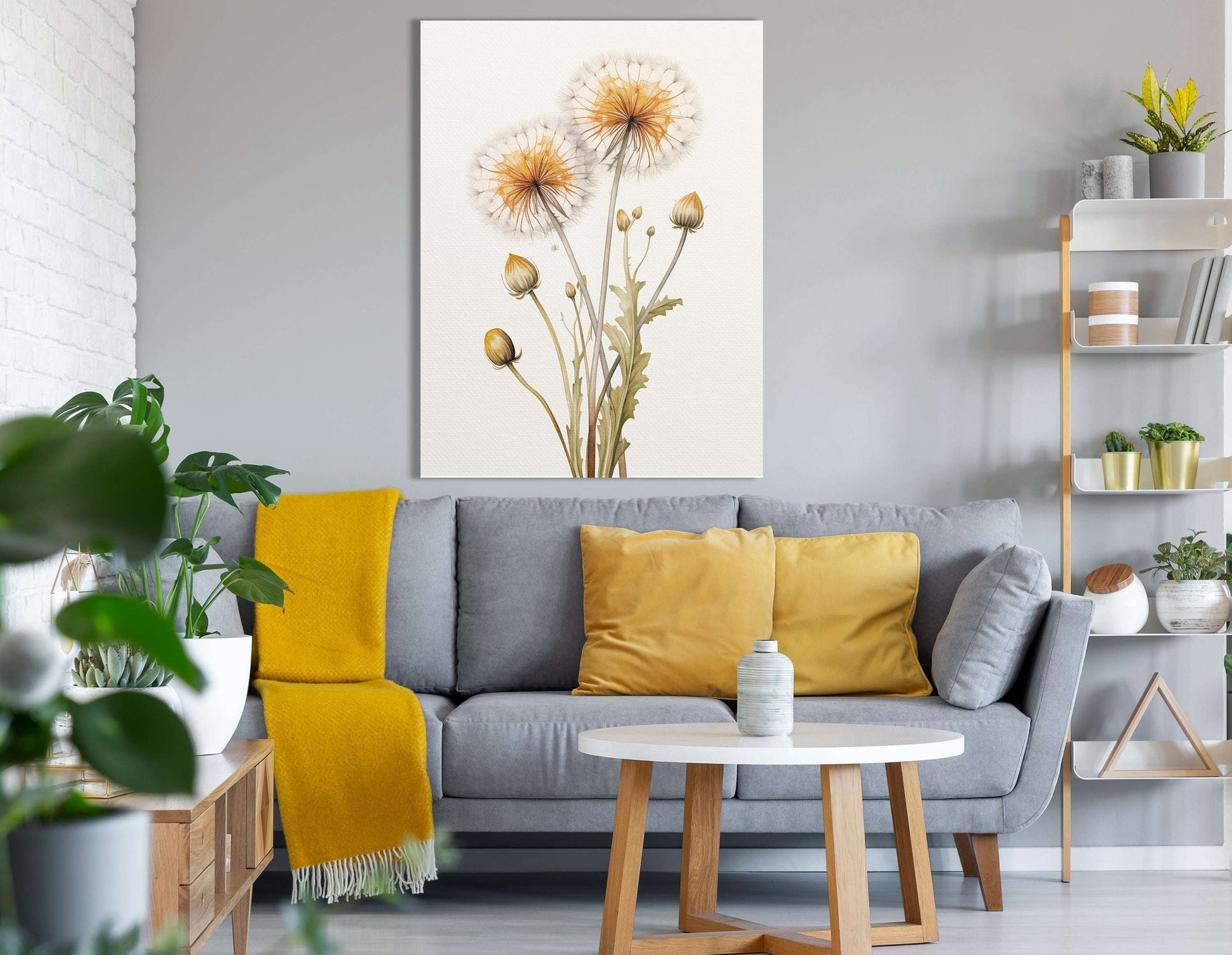 Elegant Botanical Dandelion Illustration - Canvas Print - Artoholica Ready to Hang Canvas Print