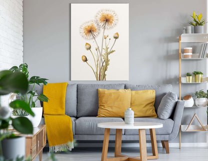 Elegant Botanical Dandelion Illustration - Canvas Print - Artoholica Ready to Hang Canvas Print