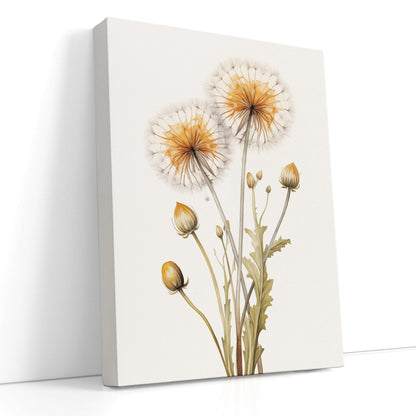 Elegant Botanical Dandelion Illustration - Canvas Print - Artoholica Ready to Hang Canvas Print