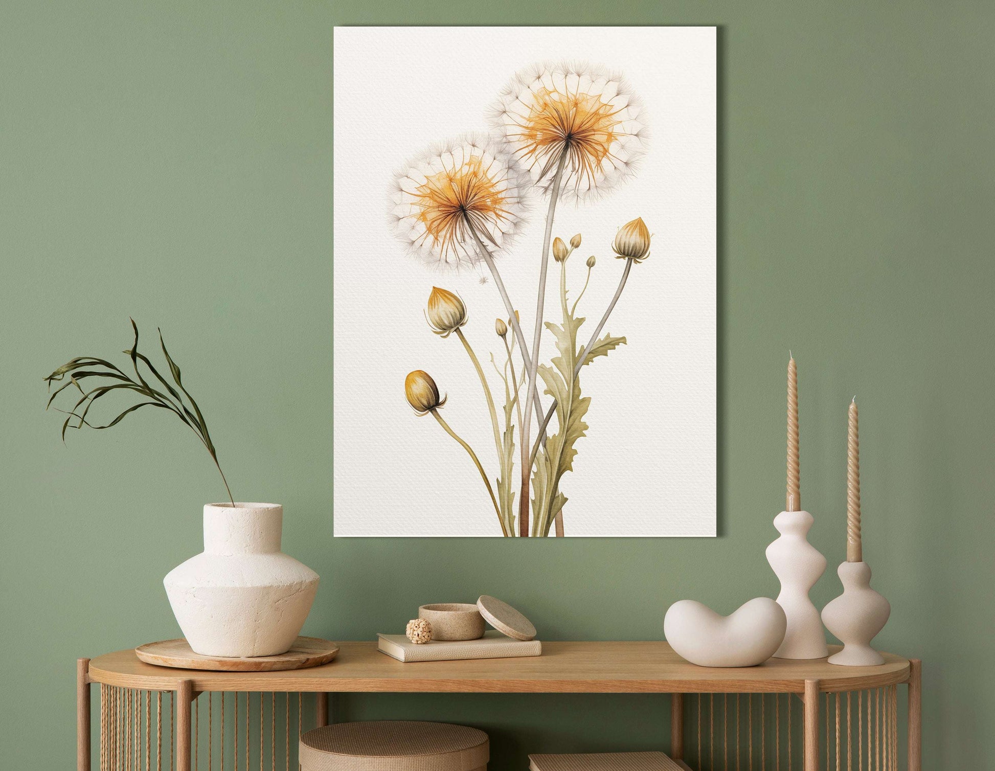 Elegant Botanical Dandelion Illustration - Canvas Print - Artoholica Ready to Hang Canvas Print