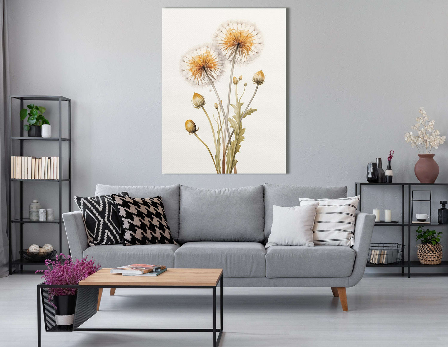 Elegant Botanical Dandelion Illustration - Canvas Print - Artoholica Ready to Hang Canvas Print