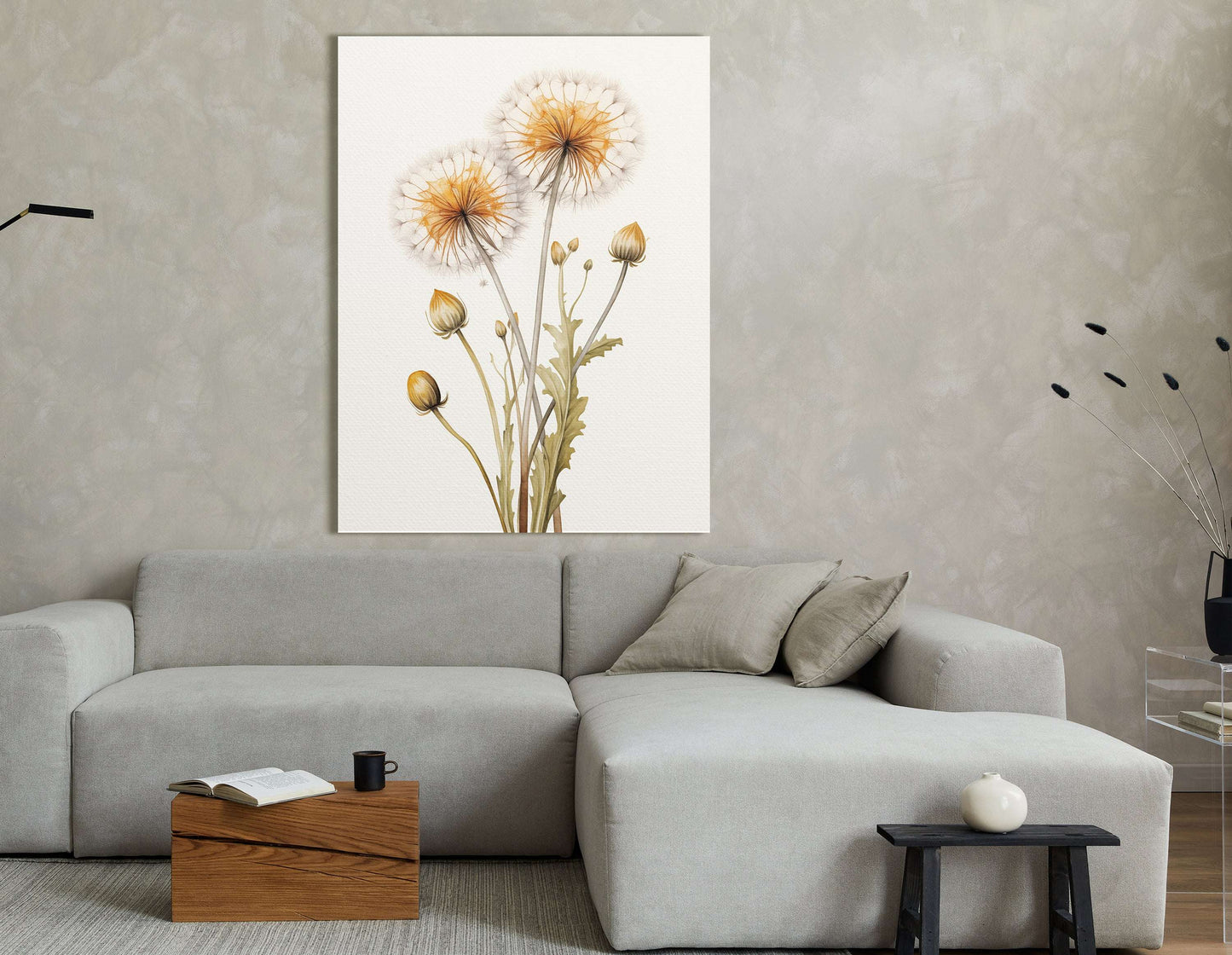 Elegant Botanical Dandelion Illustration - Canvas Print - Artoholica Ready to Hang Canvas Print