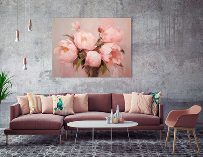 Elegant Bouquet of Pink Peonies - Canvas Print - Artoholica Ready to Hang Canvas Print