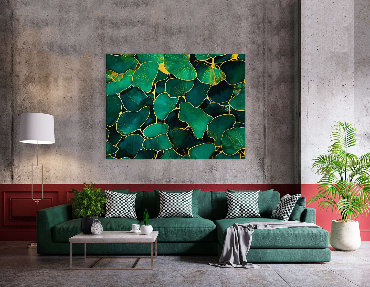 Emerald Ginkgo Leaves Pattern - Canvas Print - Artoholica Ready to Hang Canvas Print