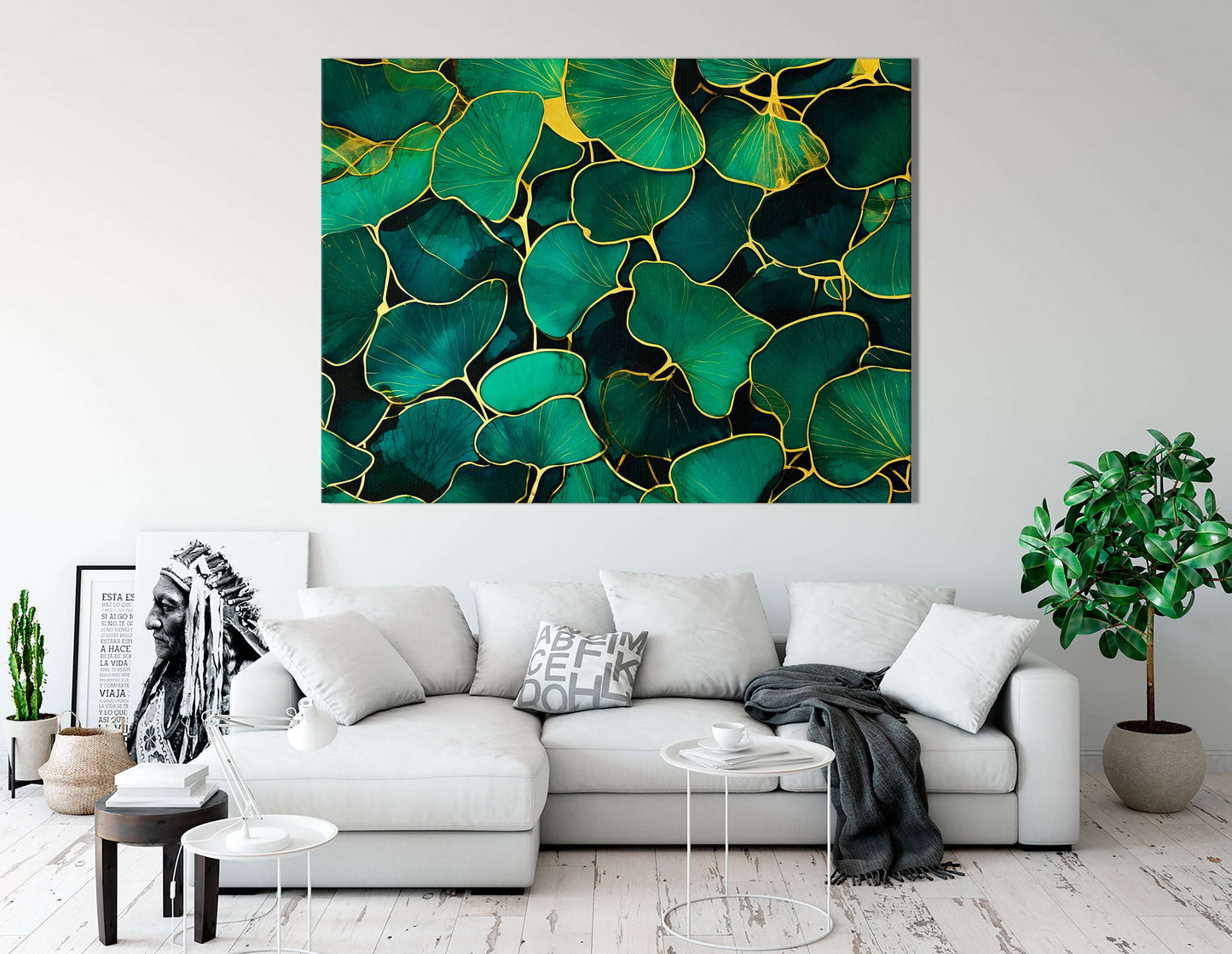 Emerald Ginkgo Leaves Pattern - Canvas Print - Artoholica Ready to Hang Canvas Print