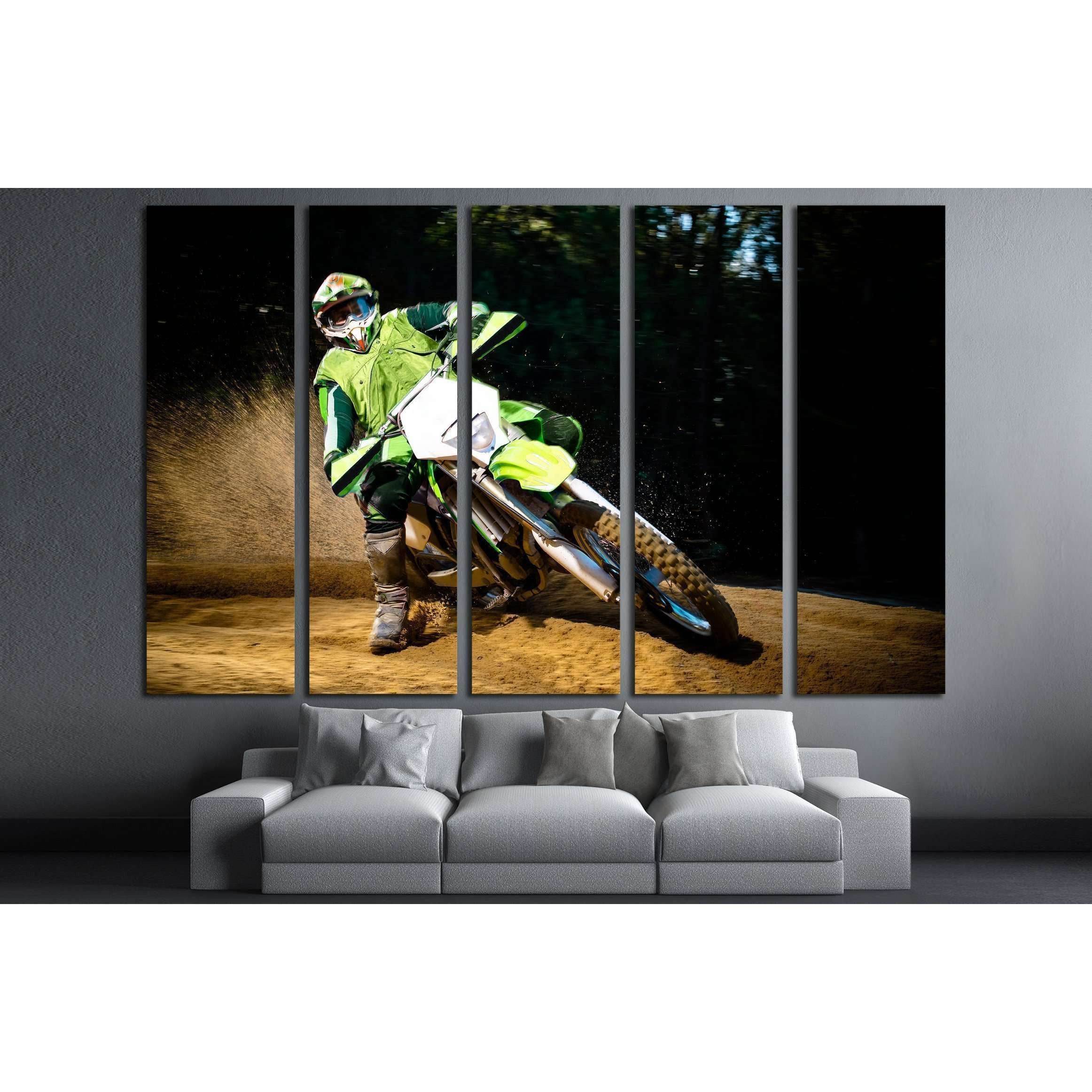 Enduro bike rider on action. Turn on sand terrain. №2477 Ready to Hang Canvas PrintCanvas art arrives ready to hang, with hanging accessories included and no additional framing required. Every canvas print is hand-crafted, made on-demand at our workshop a