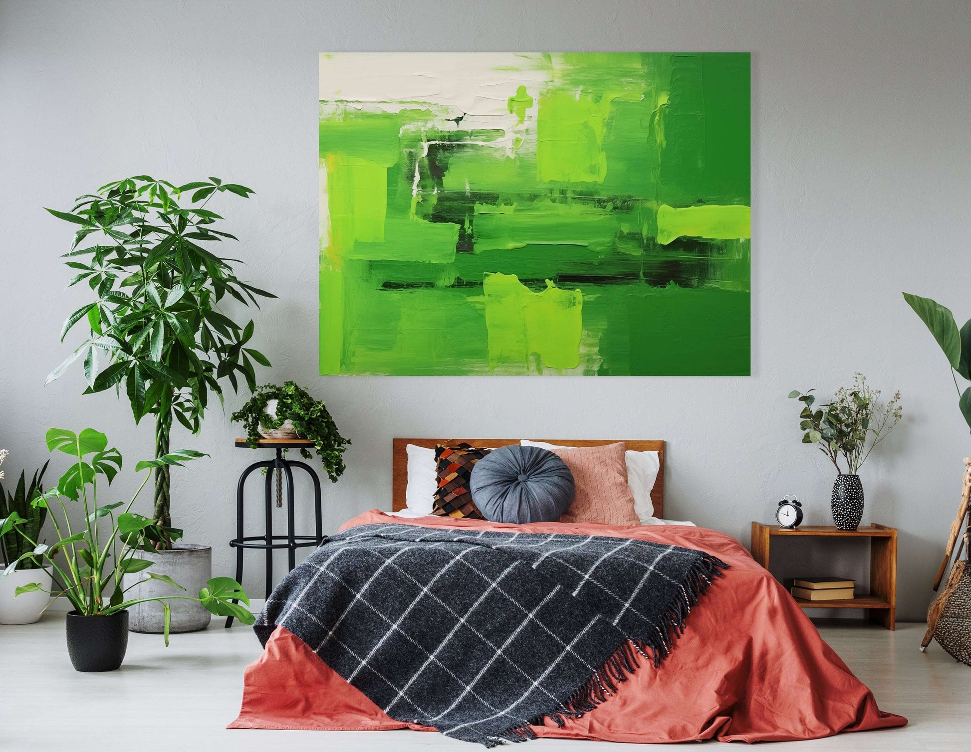 Energizing Green Textured Composition - Canvas Print - Artoholica Ready to Hang Canvas Print