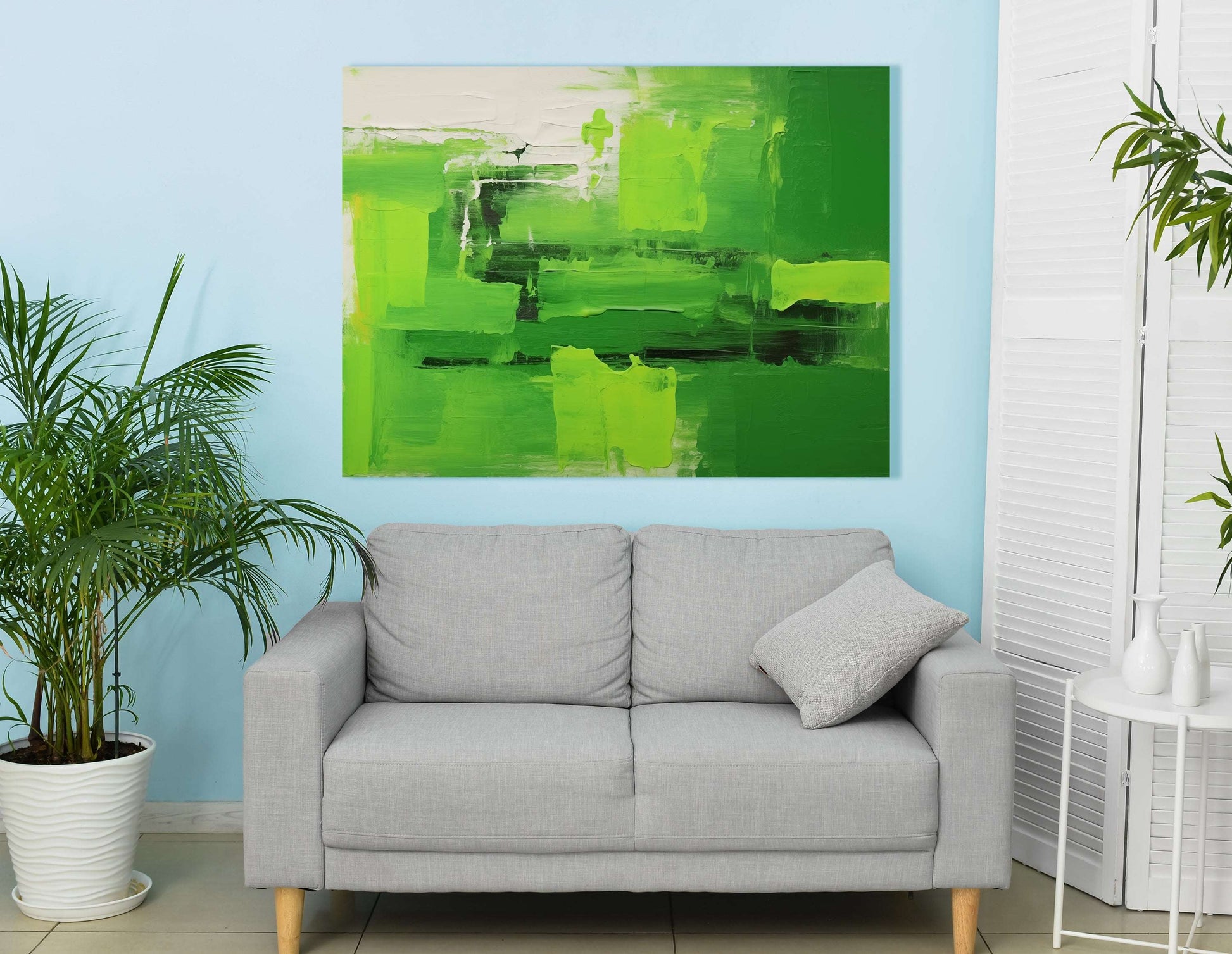 Energizing Green Textured Composition - Canvas Print - Artoholica Ready to Hang Canvas Print