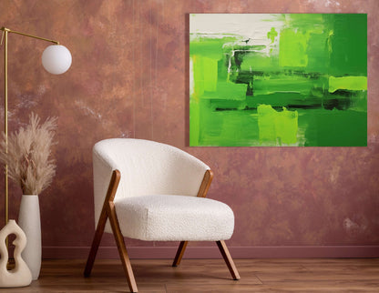 Energizing Green Textured Composition - Canvas Print - Artoholica Ready to Hang Canvas Print