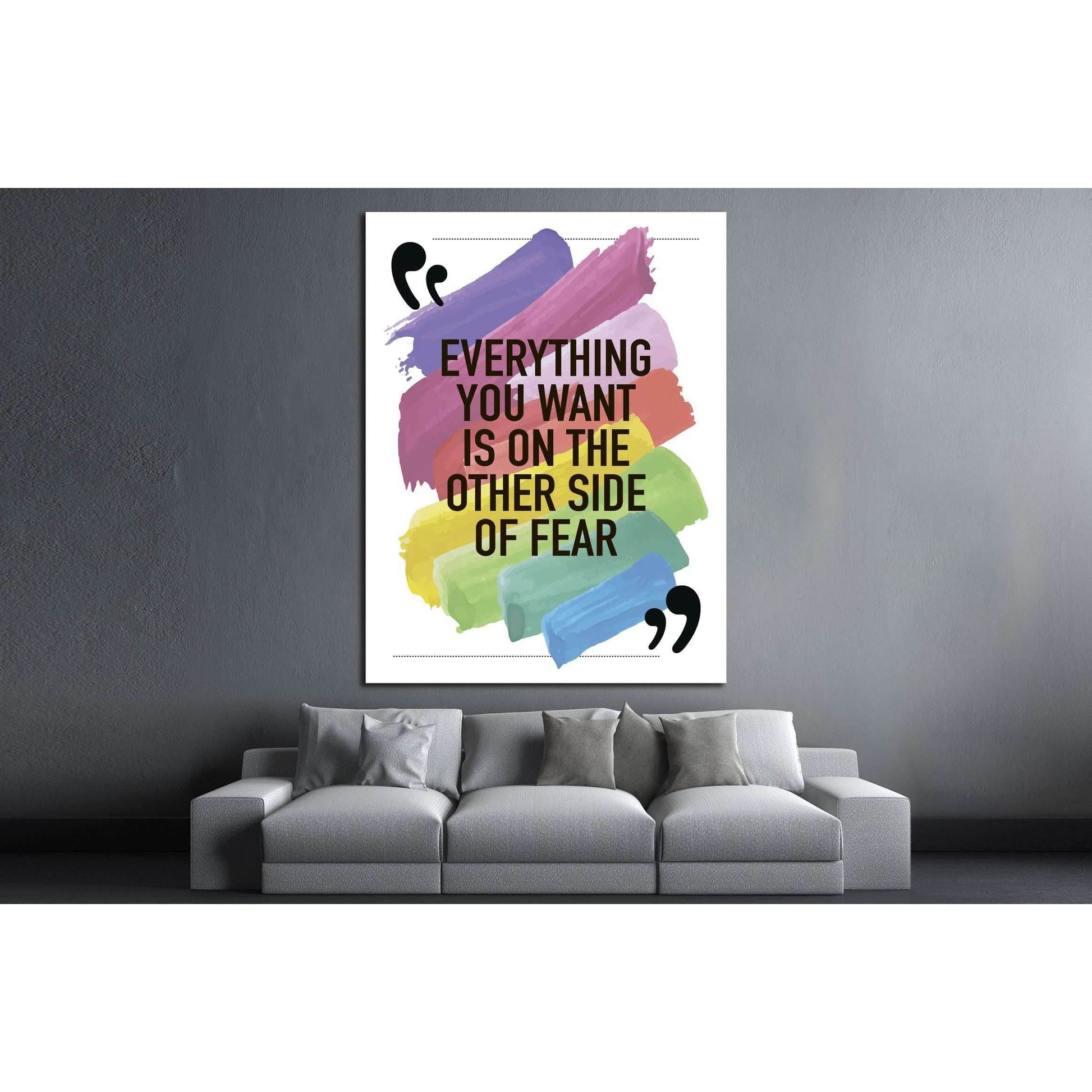 Everything you want is on the other side of fear №4606 Ready to Hang Canvas PrintCanvas art arrives ready to hang, with hanging accessories included and no additional framing required. Every canvas print is hand-crafted, made on-demand at our workshop and