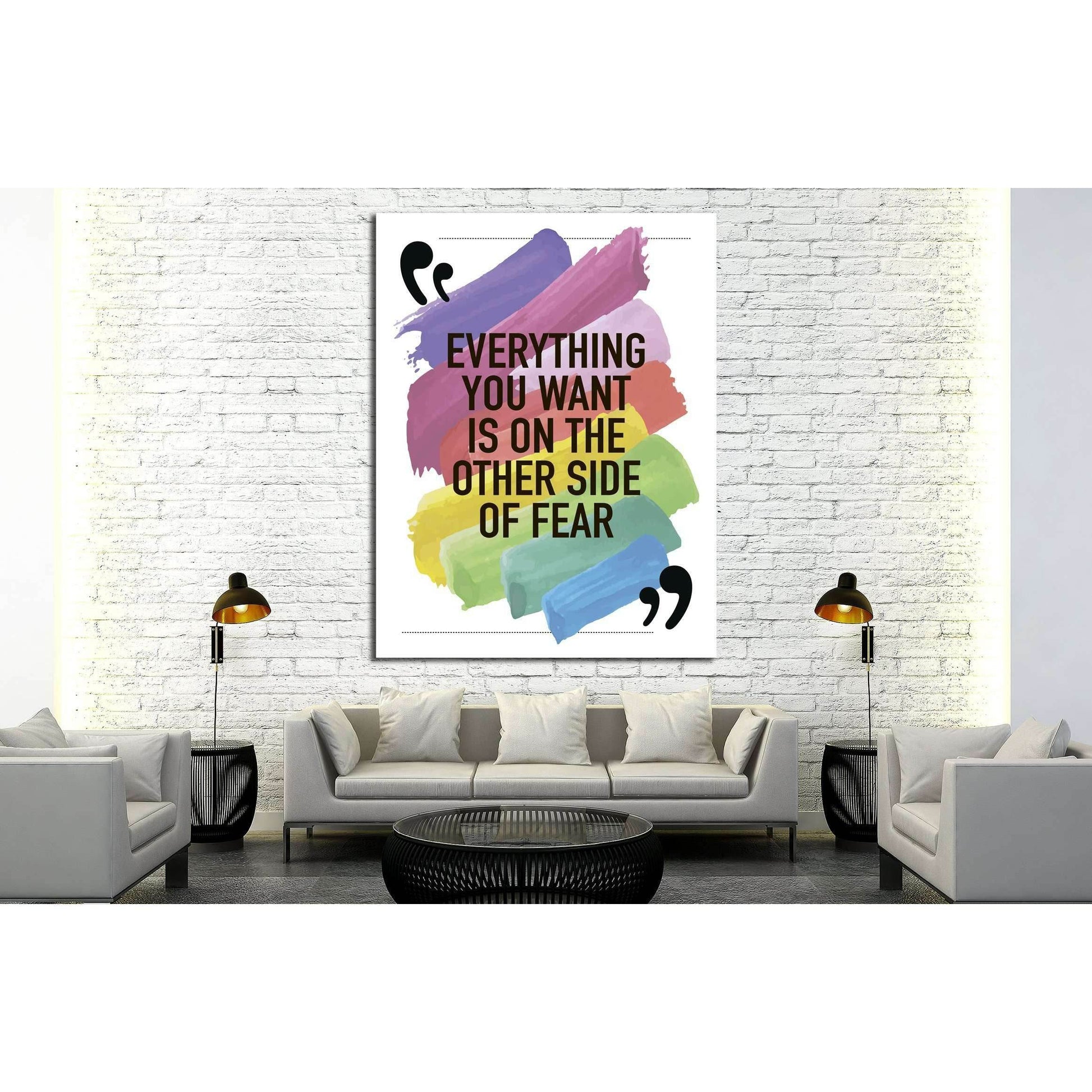 Everything you want is on the other side of fear №4606 Ready to Hang Canvas PrintCanvas art arrives ready to hang, with hanging accessories included and no additional framing required. Every canvas print is hand-crafted, made on-demand at our workshop and