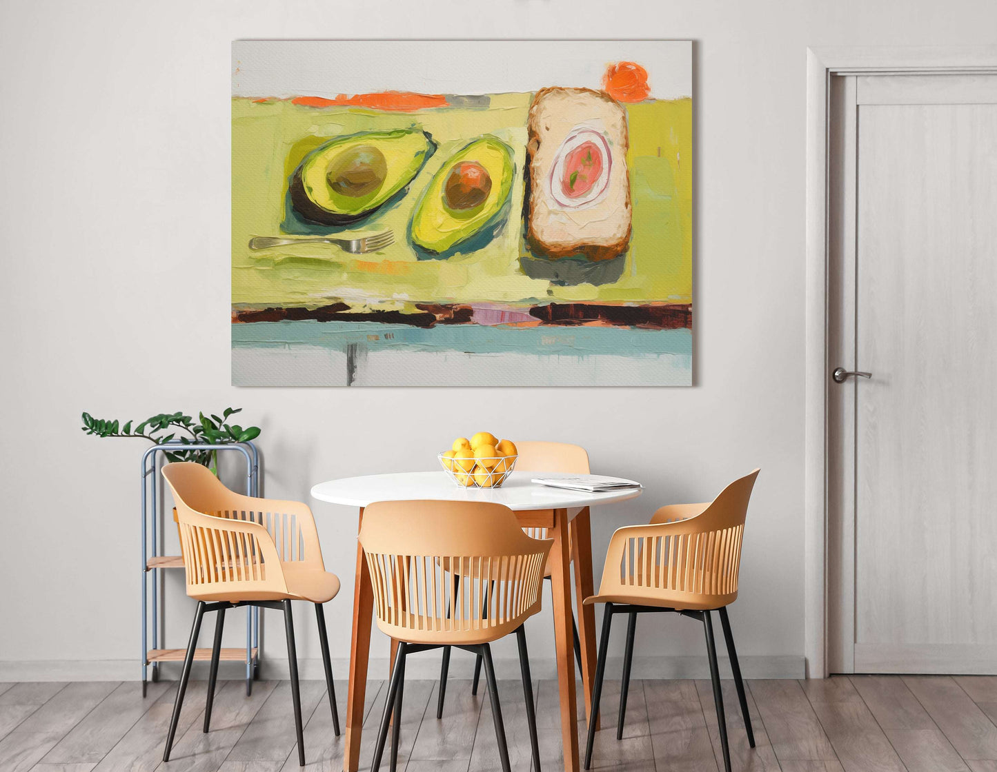 Expressive Brunch Scene in Soothing Greens - Canvas Print - Artoholica Ready to Hang Canvas Print