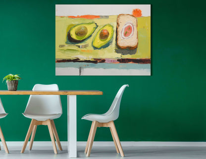 Expressive Brunch Scene in Soothing Greens - Canvas Print - Artoholica Ready to Hang Canvas Print