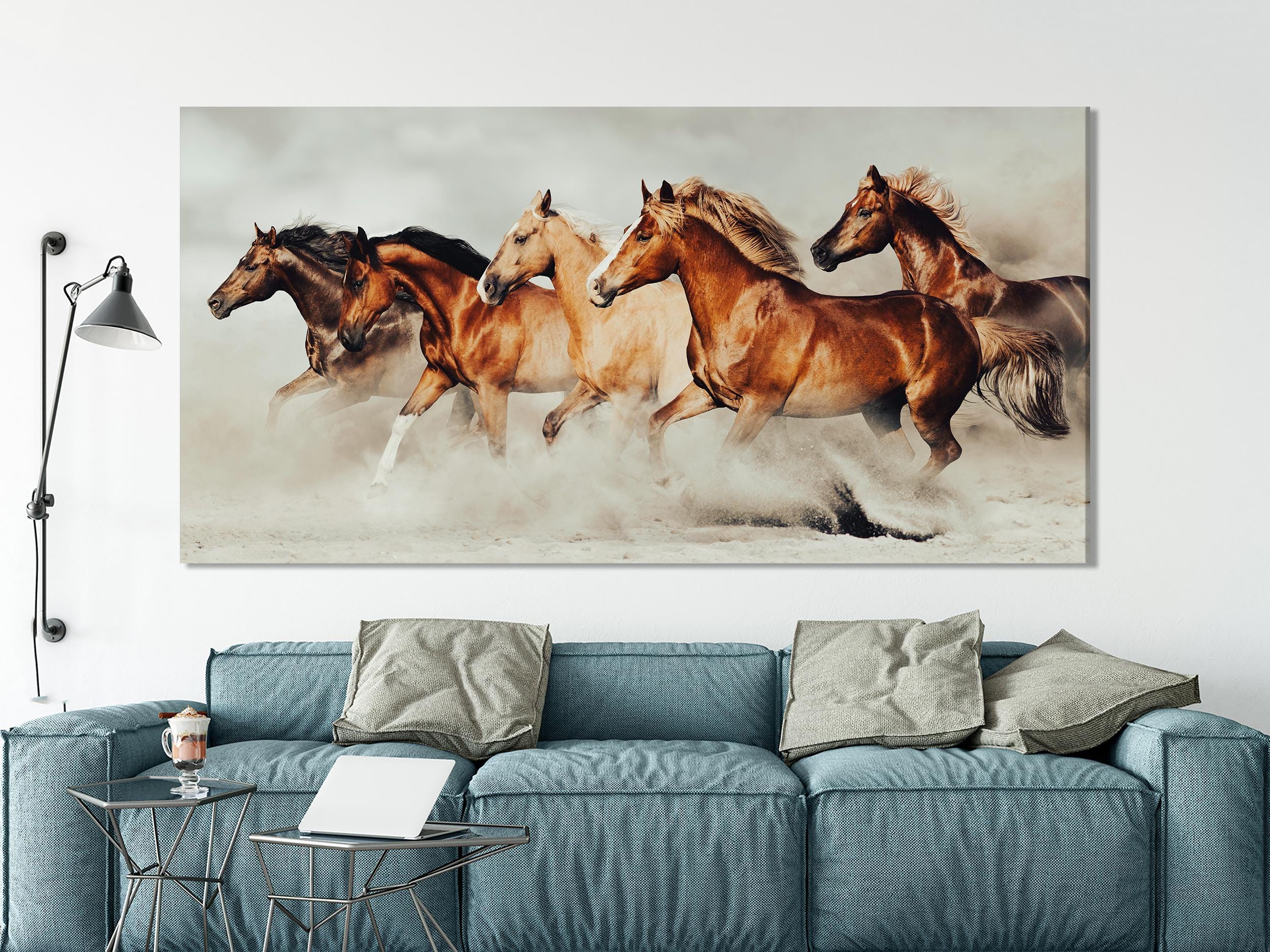 Paardenmuurkunst - Oversized paardencanvasprint, grote paardenkunstprint, galopperend paardenkunstwerk, cadeau-idee voor paardenliefhebbers, decoratie boven de bank