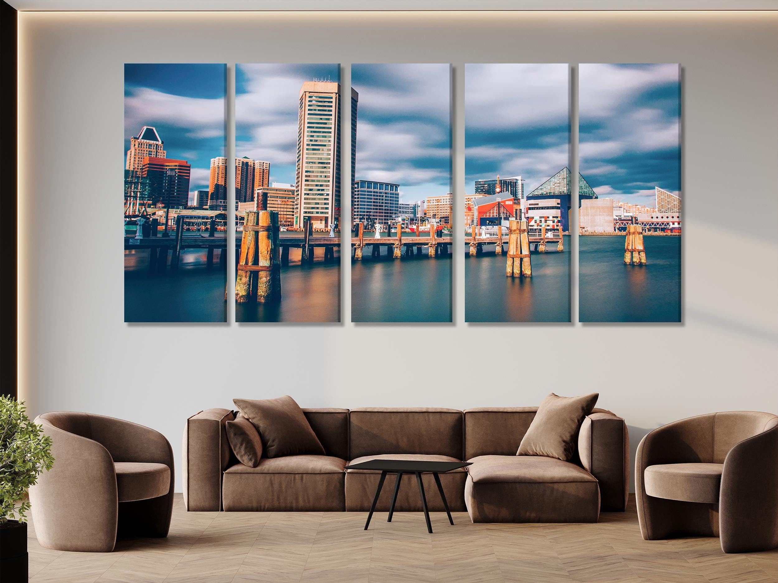 Baltimore Canvas Art - Baltimore Cityscape Canvas Print, Baltimore Wall Art, Baltimore MD Harbor, Baltimore Wall Decor, Baltimore Art Print