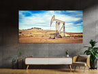 Large Oil Pump Jack Canvas Print, Industrial Landscape Wall Art, Large Oilfield Machinery Artwork, Texas Desert Canvas Art for Office Decor