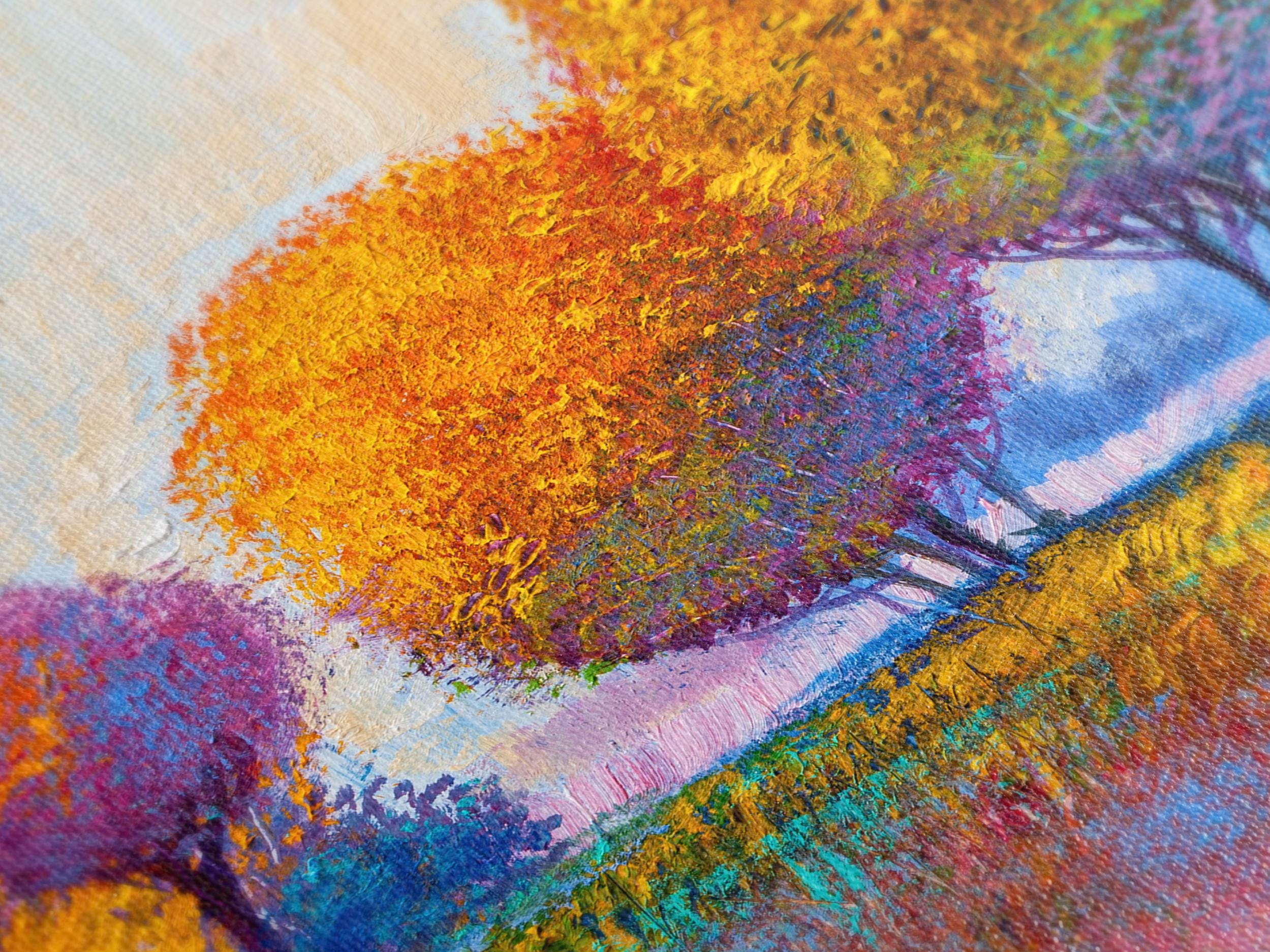 Colorful Tree Wall Art - 5-Panel Abstract Landscape Canvas Print, Large Trees Painting, Modern Home Wall Decor, Contemporary Nature Wall Art