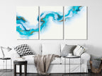 Abstract Blue and Gold Canvas Print, Large Fluid Wall Decor, Modern Minimalist Artwork, Ocean-Inspired Abstract Painting, Contemporary Art